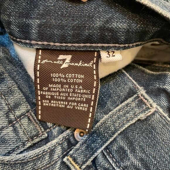 7 Seven For All Mankind Jeans Austyn Mens Size 32 Blue Straight Leg Hemmed - Picture 8 of 12